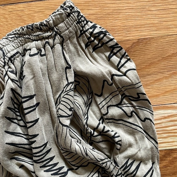 Vintage OK Sam Rayon Knit Elastic Waist Olive Tan Black Tropical Ankle Pants S - Picture 6 of 6